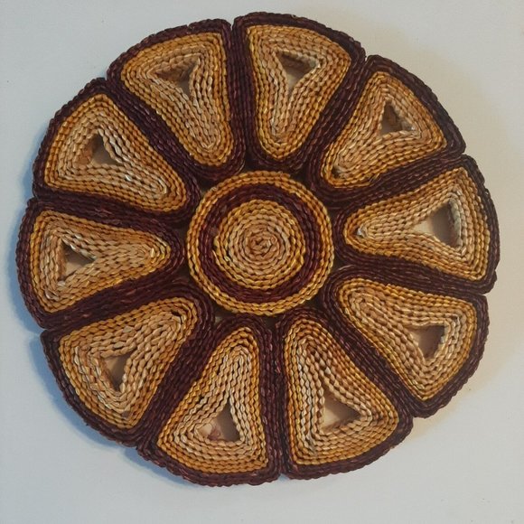 Vintage Straw Trivet Hot Pad Woven Wicker Colorful Boho - Picture 4 of 6